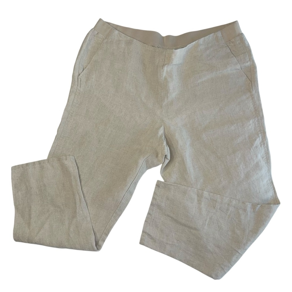 J. Jill Love Linen Pants Beige Women’s Large Pull-On Straight Leg Casual Lounge
